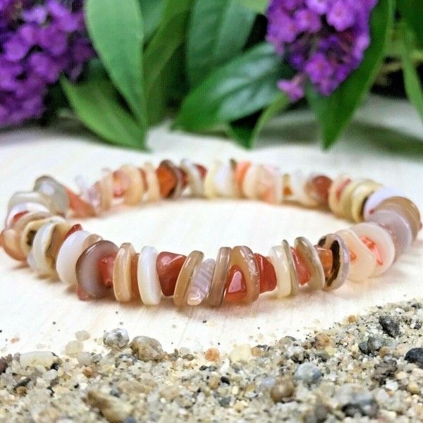 DESIRS ESSENTIELS Bracelet Pierres Naturelles Agate Nacre